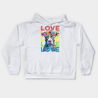 Rainbow Pitbull Love Kids Hoodie